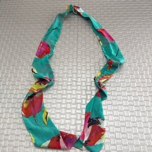 Green blue floral  skinny scarf